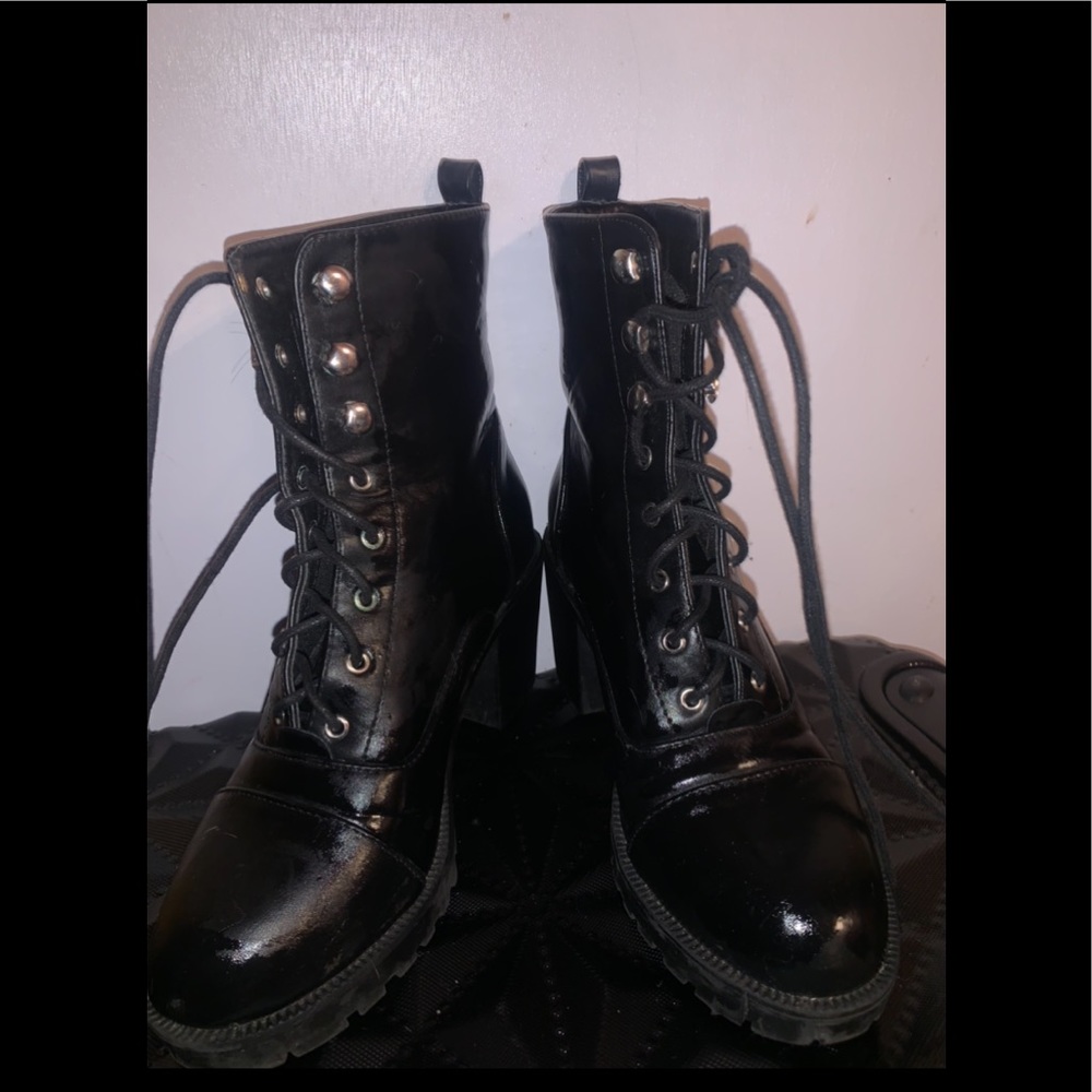 Combat heel boots